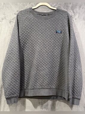 L.L. Bean Men's Gray Long Sleeve Quilted Crew Neck Sweatshirt Sweater Size XL